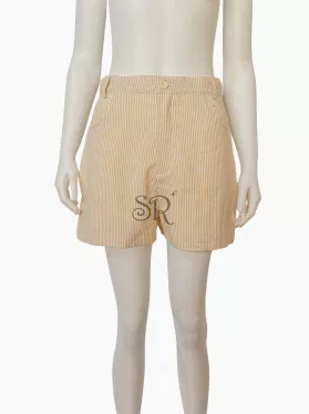 Tailored Shorts In White and Pale Yellow Stripe
