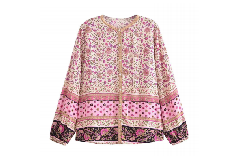 Tailored women's spring and summer rayon printed shirt