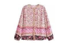 Tailored women's spring and summer rayon printed shirt
