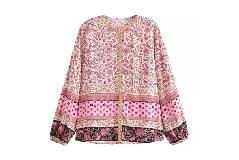Tailored women's spring and summer rayon printed shirt