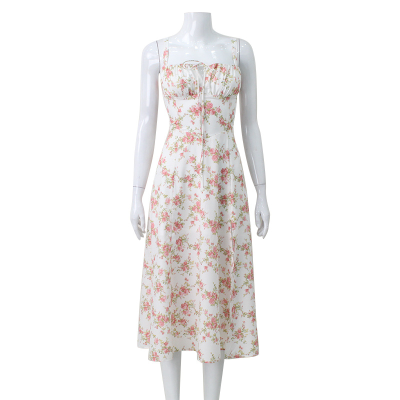 Sexy suspender floral spring and summer dress