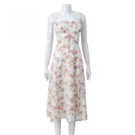Sexy suspender floral spring and summer dress
